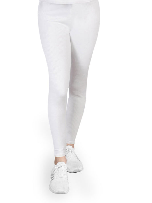 Regular Fit Warm Thermal Leggings | White Winterwear For Girls & Young Women | Set of 1