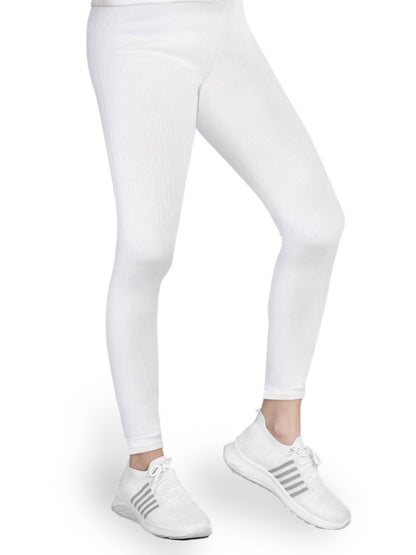 Regular Fit Warm Thermal Leggings | White Winterwear For Girls & Young Women | Set of 1