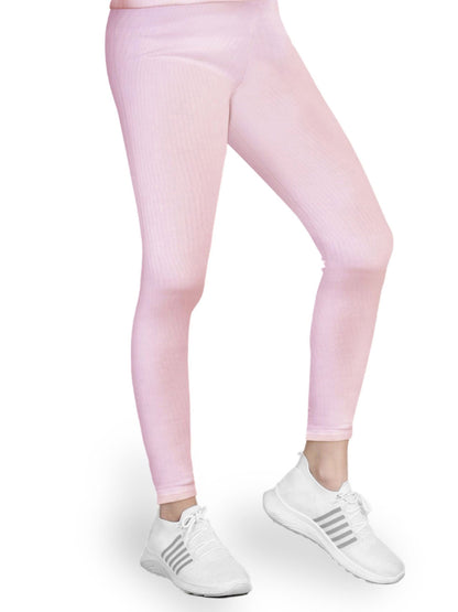 Regular Fit Warm Thermal Leggings | Pink Winterwear For Girls | Set of 1