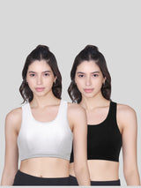 Double-layer Broad Strap Cotton Workout Bra | Non Padded Bra | Solid Bra