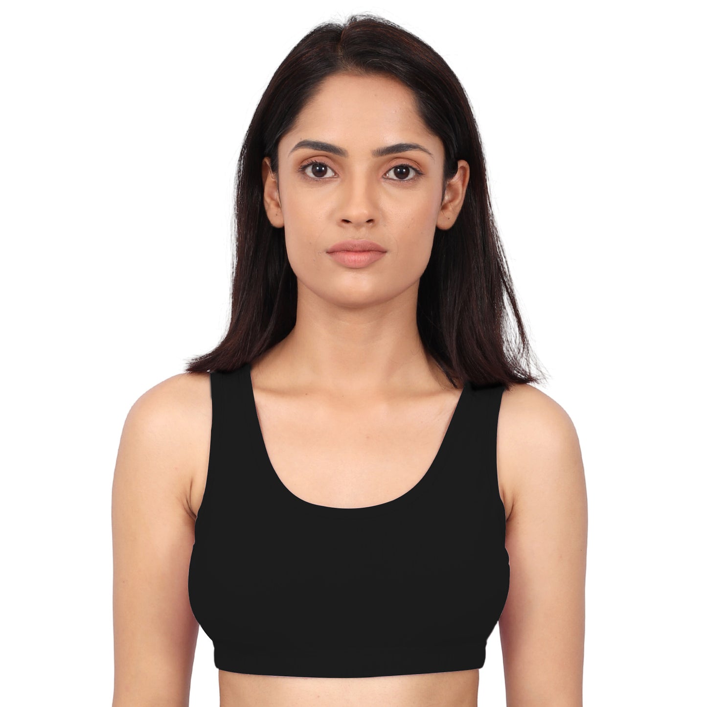 DOUBLE-LAYER BROAD STRAP COTTON SPORTS BRA | NON-PADDED BEGINNER BRA | NEON GREEN & BLACK