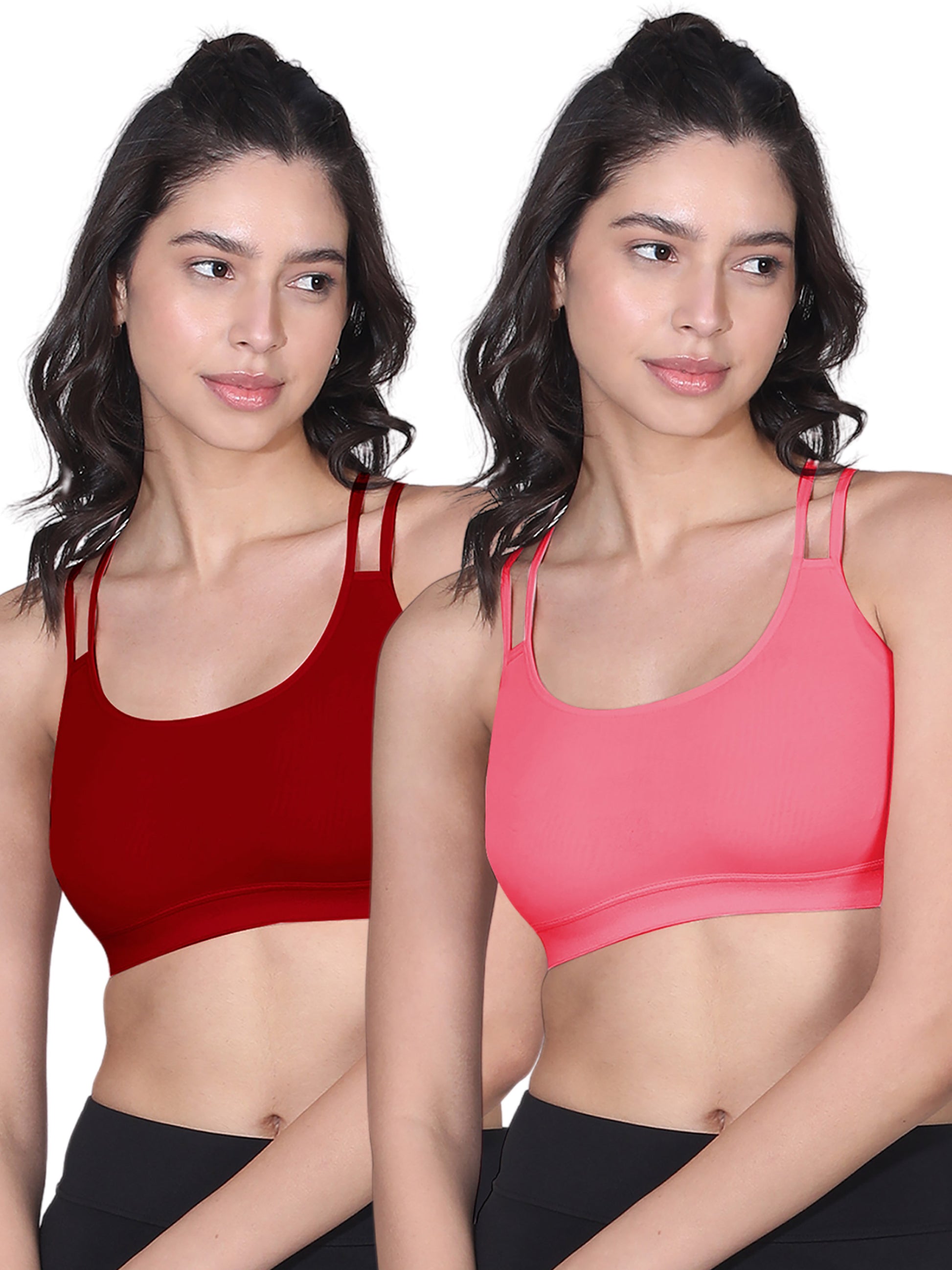 Full Coverage Criss Cross Back Sports Bra with Removable Pads, Elasticated Underband