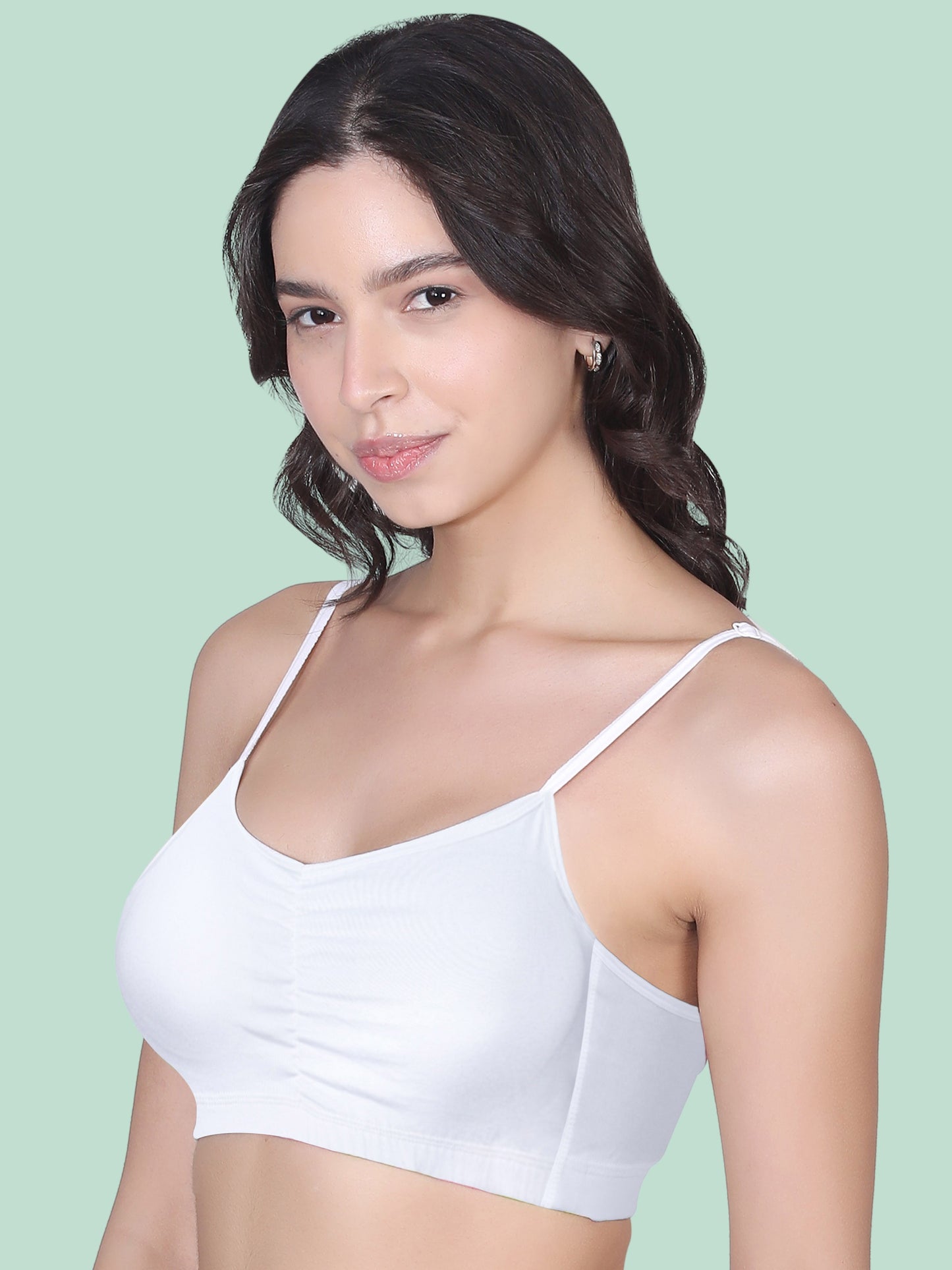 Thin Strap Cotton Padded Sports Bra  for Womens  | Removable Pads | Elasticated Underbrand | Good Support | Full Coverage Pack of 1 | White Sports Bra