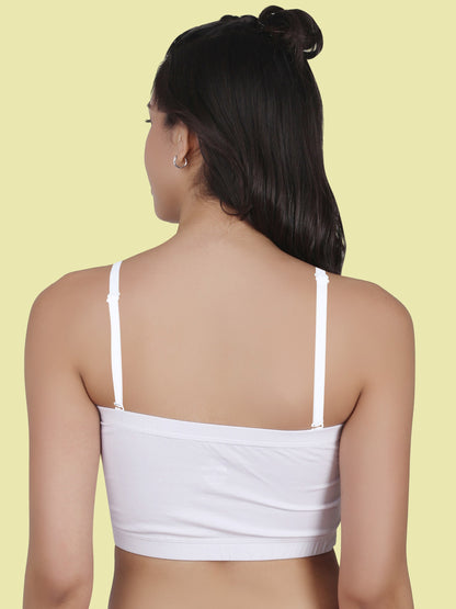 Cotton Strapless Tube Bra For Womens| Bandeau Bra With Removable Pads | White Tube Top With Straps Pack Of 1