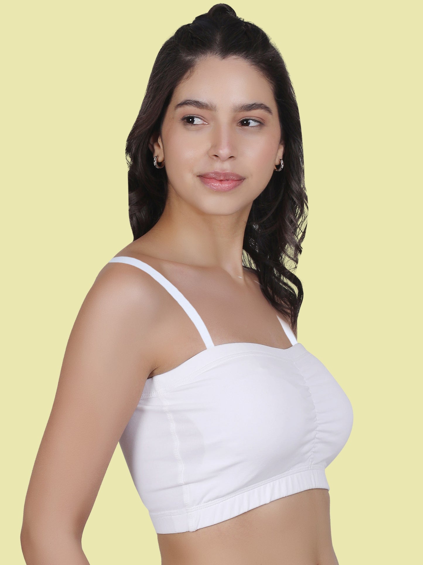 Cotton Strapless Tube Bra For Womens| Bandeau Bra With Removable Pads | White Tube Top With Straps Pack Of 1