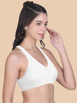 Broad Strap Cotton Gym Bra for Womens  | Removable Pads | Elasticated Underbrand | Good Support | Full Coverage Pack of 2 | White & Black Sports Bra