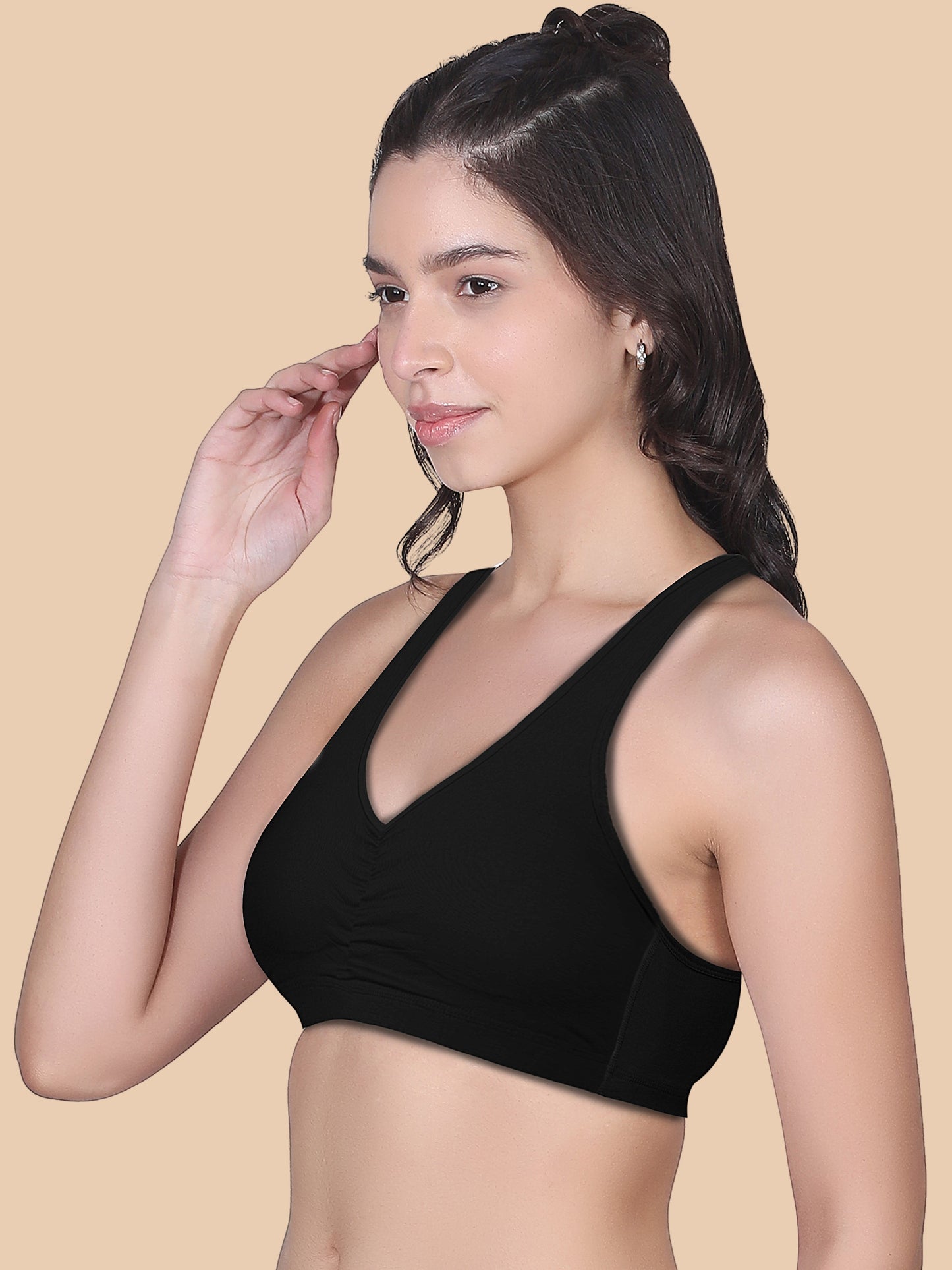 Broad Strap Cotton Gym Bra for Womens  | Removable Pads | Elasticated Underbrand | Good Support | Full Coverage Pack of 2 | White & Black Sports Bra