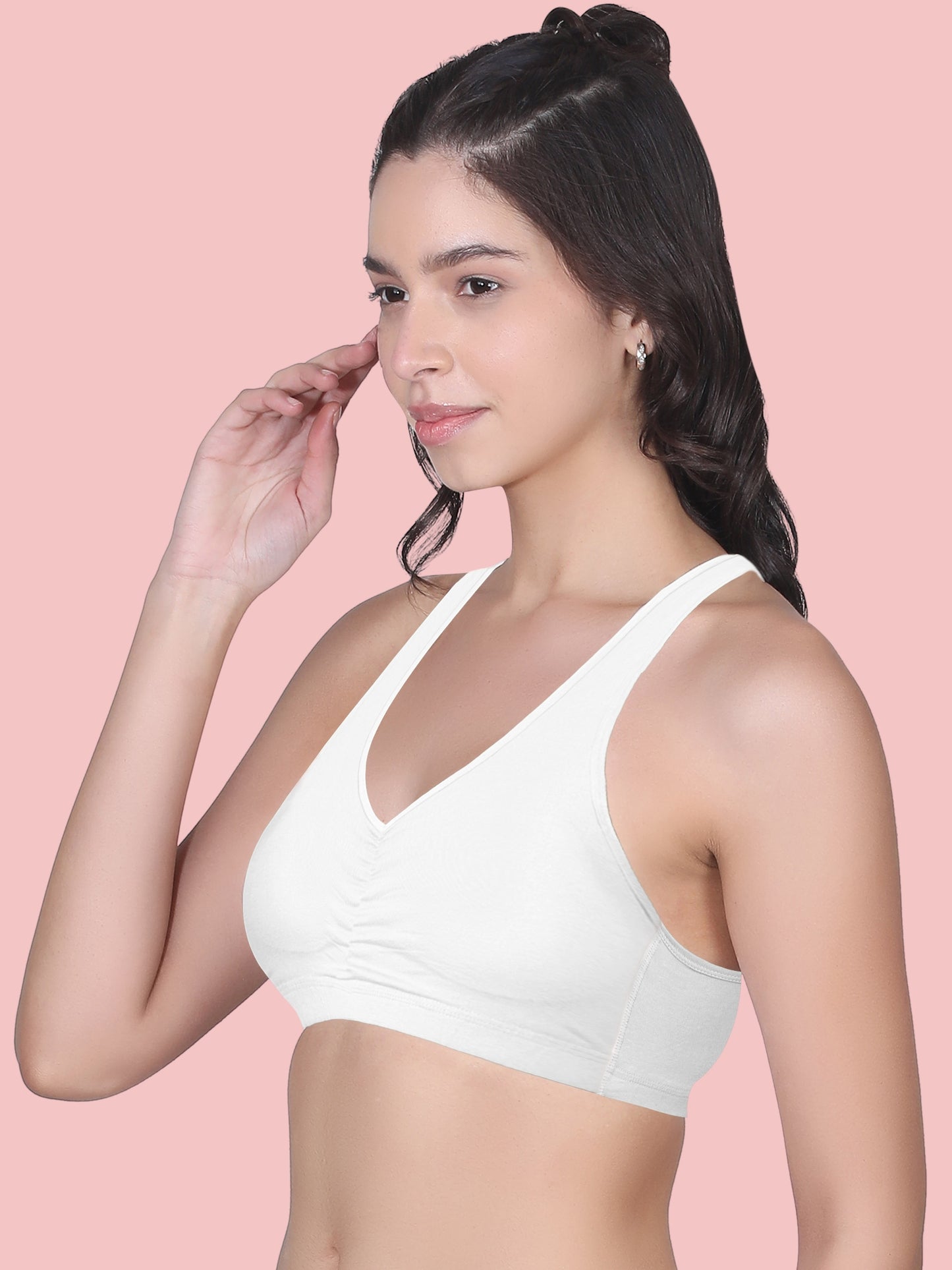 Broad Strap Cotton Gym Bra for Womens  | Removable Pads | Elasticated Underbrand | Good Support | Full Coverage Pack of 2 | White & Grey Sports Bra