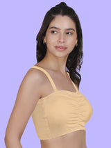 Cotton Strapless Tube Bra For Womens| Bandeau Bra With Removable Pads | Skin Tube Top With Straps Pack Of 1