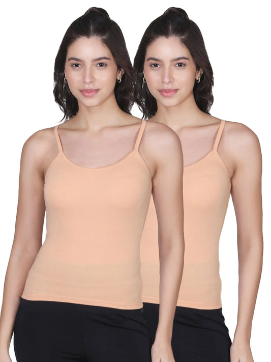 D'chica Skin & Skin Basic Cotton Camisole for Women Pack of 2, Soft, Sleeveless, Lightweight, and Perfect for Everyday Wear