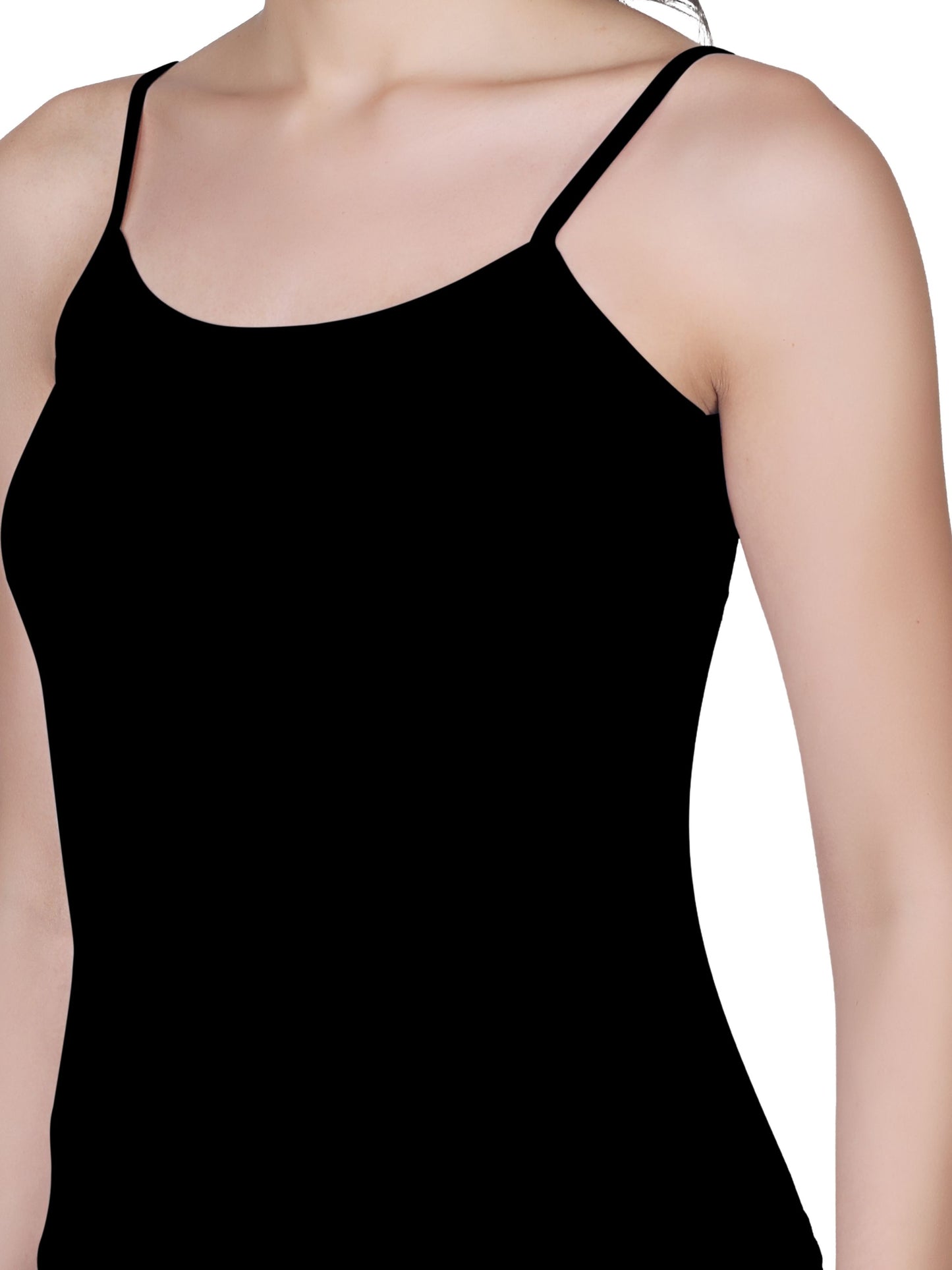 D'chica Black Basic Cotton Camisole for Women Ð Pack of 1, Soft, Sleeveless, Lightweight, and Perfect for Everyday Wear