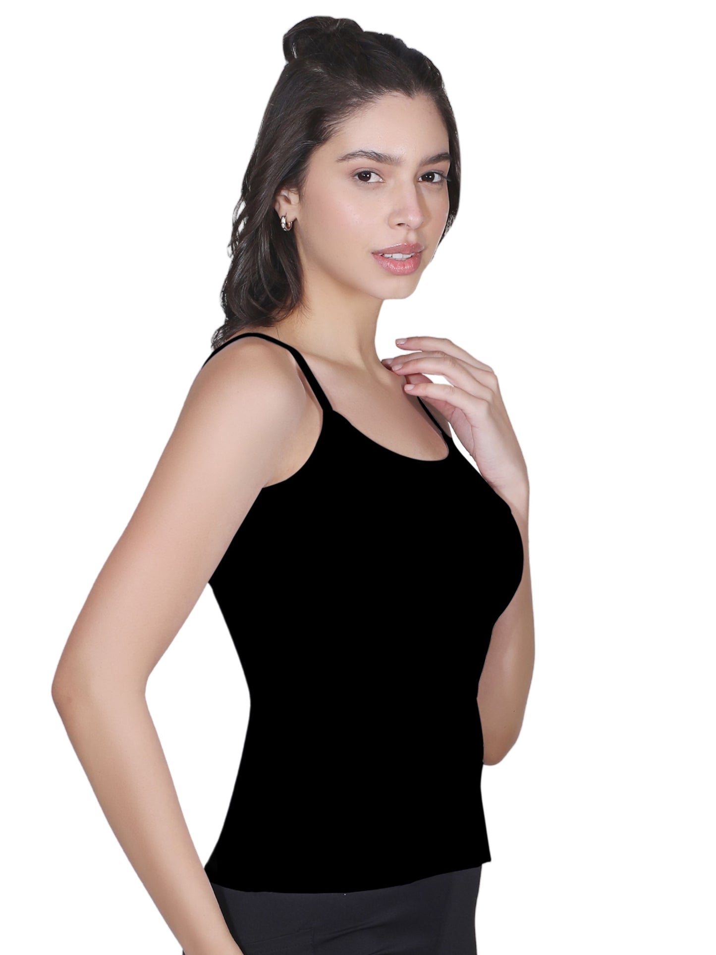 D'chica Black & Black Basic Cotton Camisole for Women Pack of 2, Soft, Sleeveless, Lightweight, and Perfect for Everyday Wear