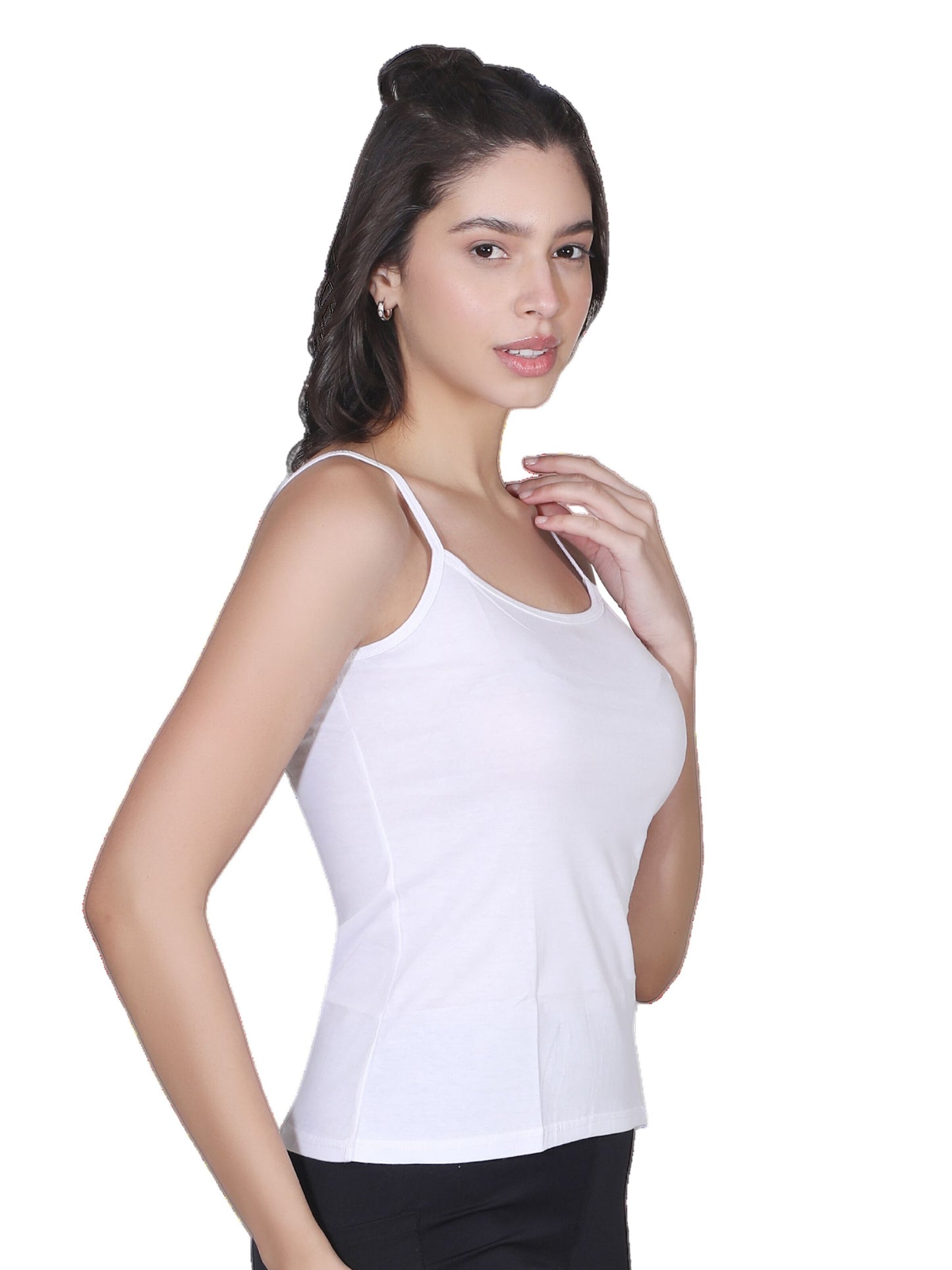 D'chica White Basic Cotton Camisole for Women Pack of 1, Soft, Sleeveless, Lightweight, and Perfect for Everyday Wear