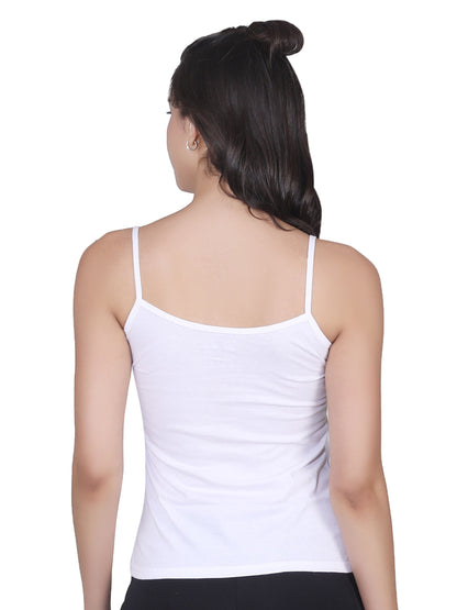 D'chica White & White Basic Cotton Camisole for Women  Pack of 2, Soft, Sleeveless, Lightweight, and Perfect for Everyday Wear