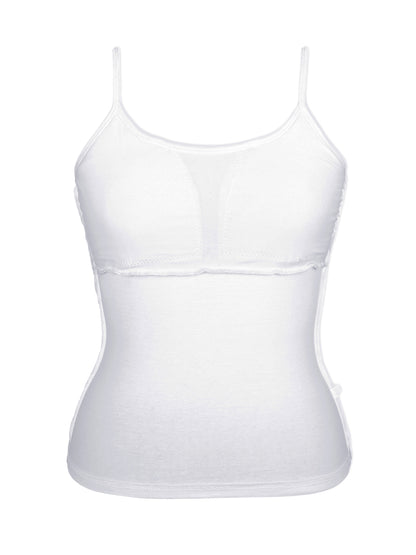 White Cotton Padded Camisole Bra with High Coverage and Adjustable Straps