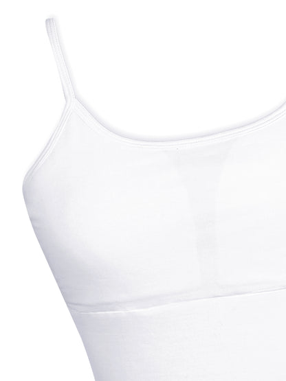 White Cotton Padded Camisole Bra with High Coverage and Adjustable Straps