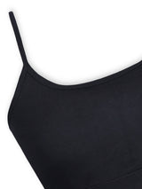 Black High Coverage Cotton Padded Camisole Bra with Adjustable Strap