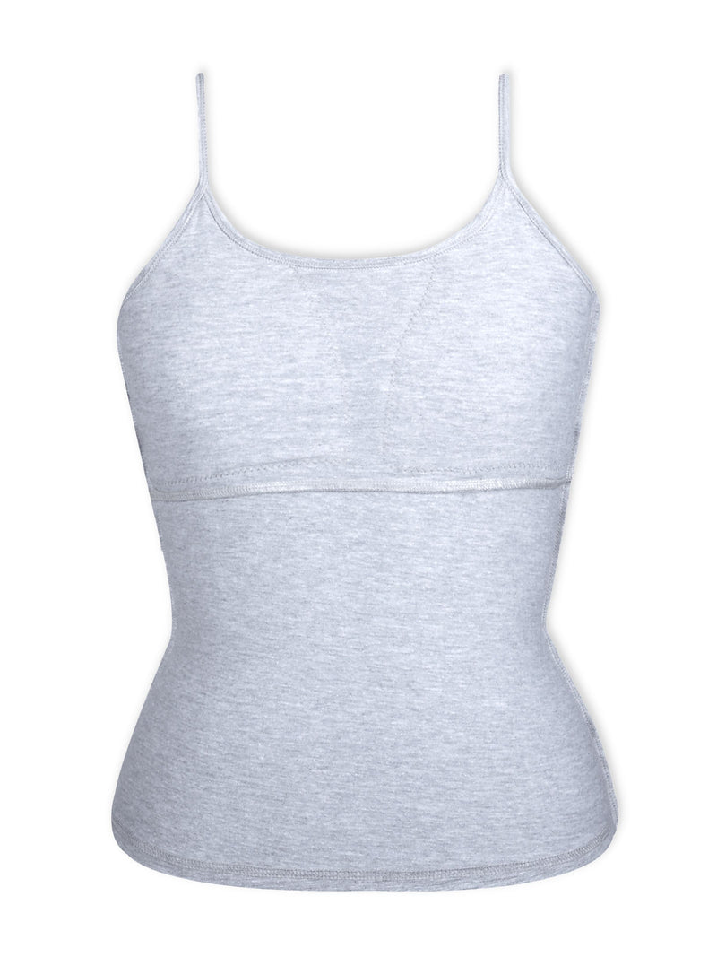 Grey Cotton Camisole Bra with High Coverage, Padding, and Adjustable Straps