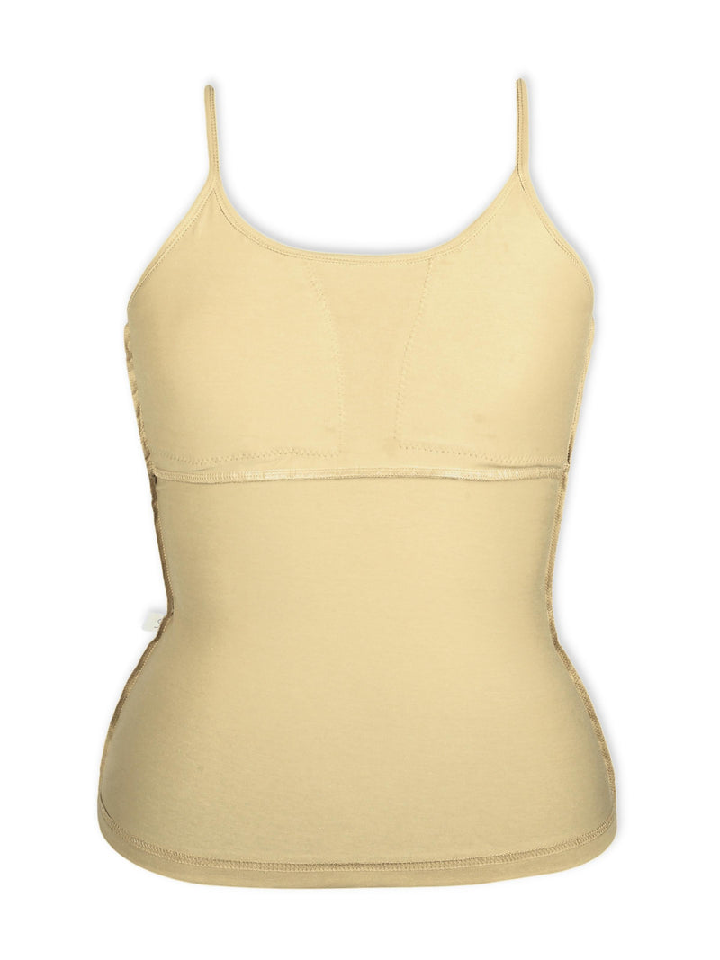 High Coverage Padded Cotton Camisole Bra in Skin Tone with Adjustable Straps