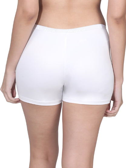 High Waist Long Panties with Full Coverage | No Side Seams | White & Skin Boyshorts