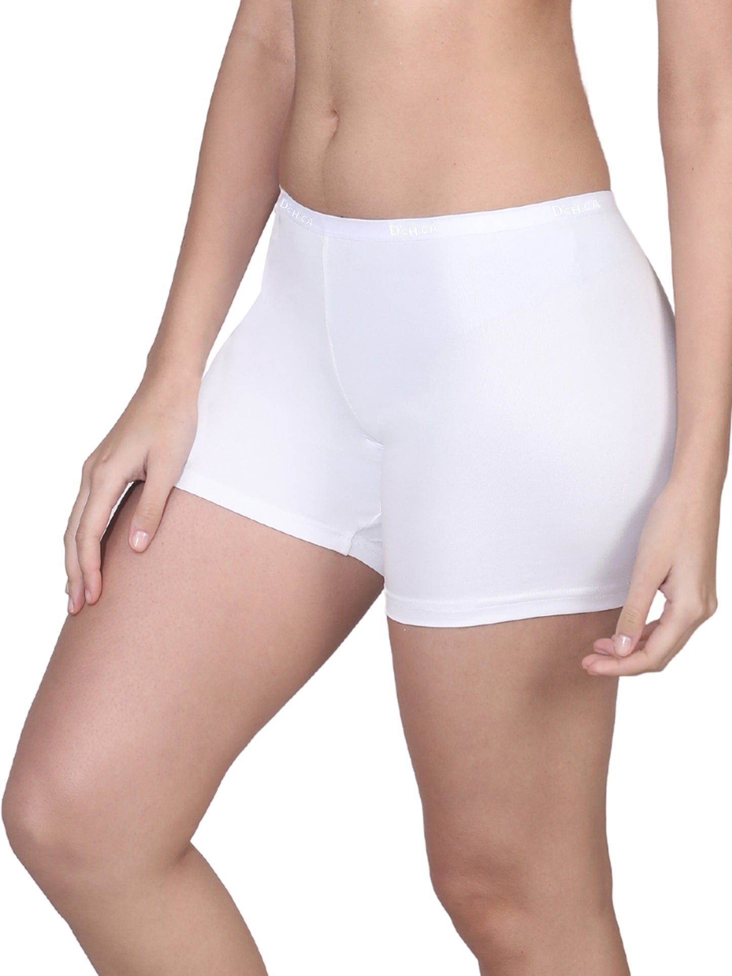 High Waist Long Panties with Full Coverage | No Side Seams | White & Skin Boyshorts