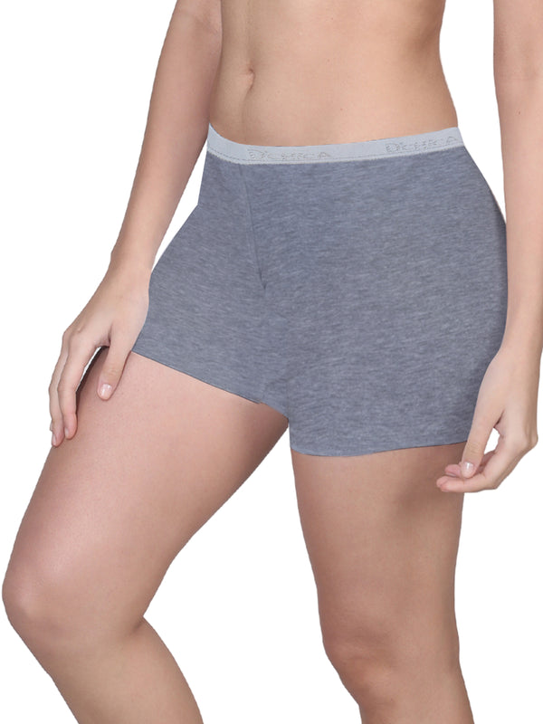 Grey Boyshorts with High Waist, Full Coverage, and Seamless Sides