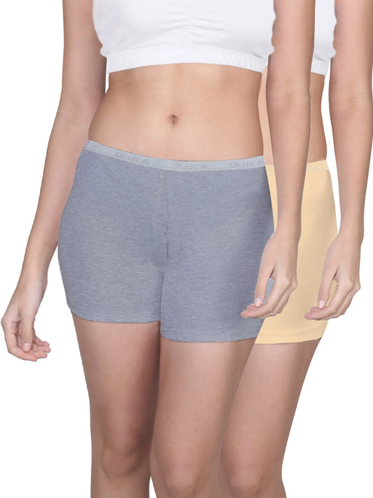 Full Coverage High Waist Long Panties with No Side Seams in Skin & Grey