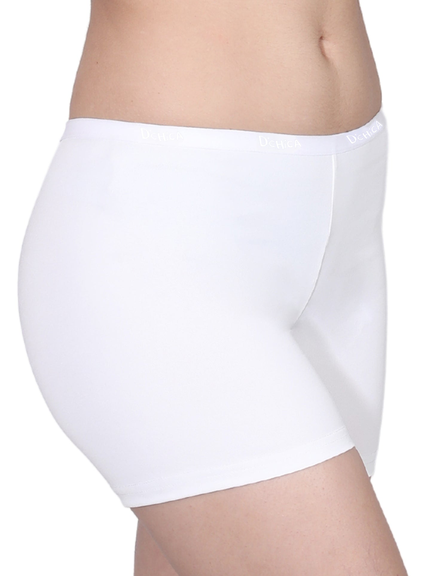 High Waist Long Panties in White with Full Coverage and Seamless Sides