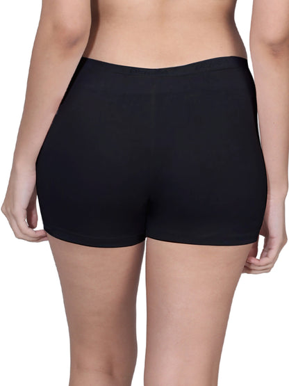 Black Boyshorts with High Waist, Full Coverage, and Seamless Sides