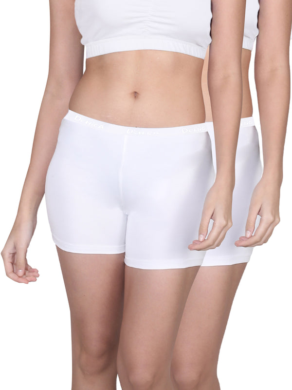 White Boyshorts with High Waist, Full Coverage, and Seamless Sides