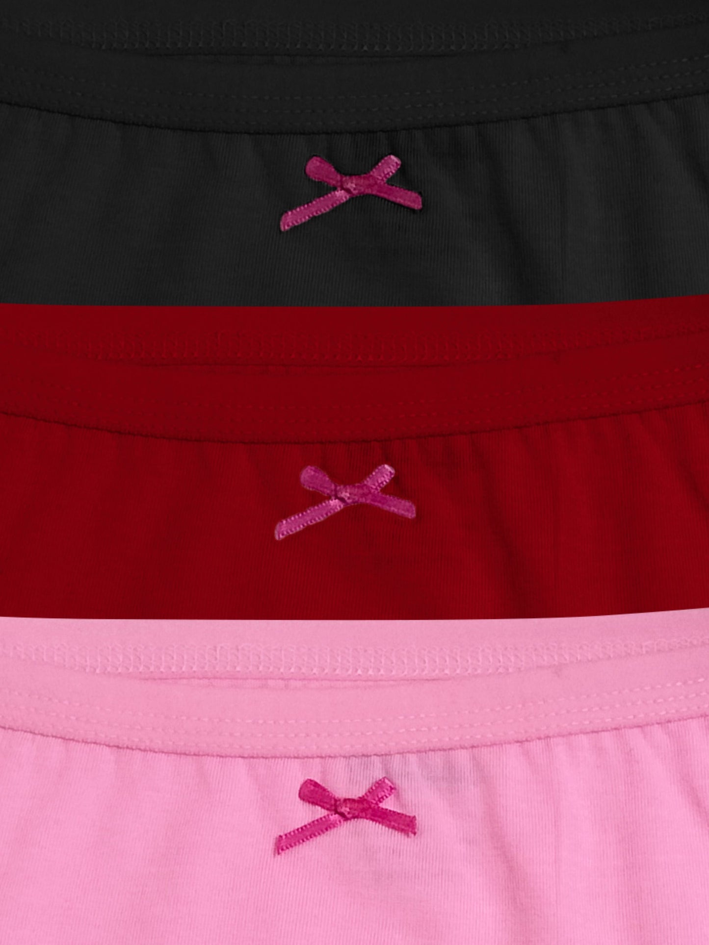 Cotton Hipster Briefs For Women | Breathable | Elasticated Waistband | Pink, Maroon & Black Solid Panties Pack Of 3