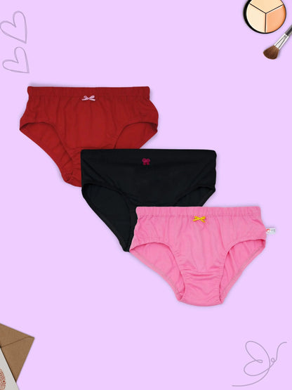 Cotton Hipster Panties | Black, Red & Pink Briefs