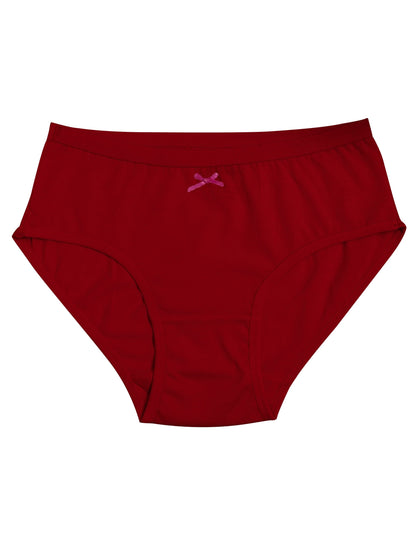 Cotton Hipster Briefs For Women | Breathable | Elasticated Waistband | Red Solid Panties Pack Of 3