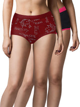 Period Panties | No Pad Needed | Rash Free | Leakproof | Reusable | Black & Printed Maroon Period Panty