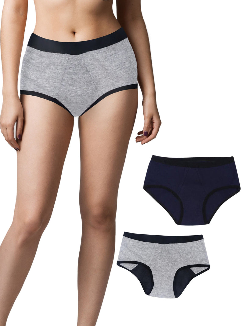 Period Panties | No Pad Needed | Rash Free | Leakproof | Reusable | Grey & Blue Period Panty