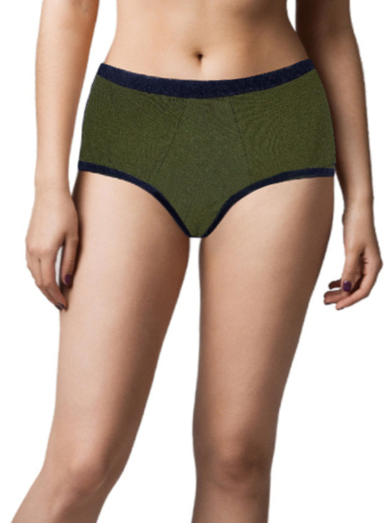 Period Panties | No Pad Needed | Rash Free | Leakproof | Reusable | Olive Green Period Panty