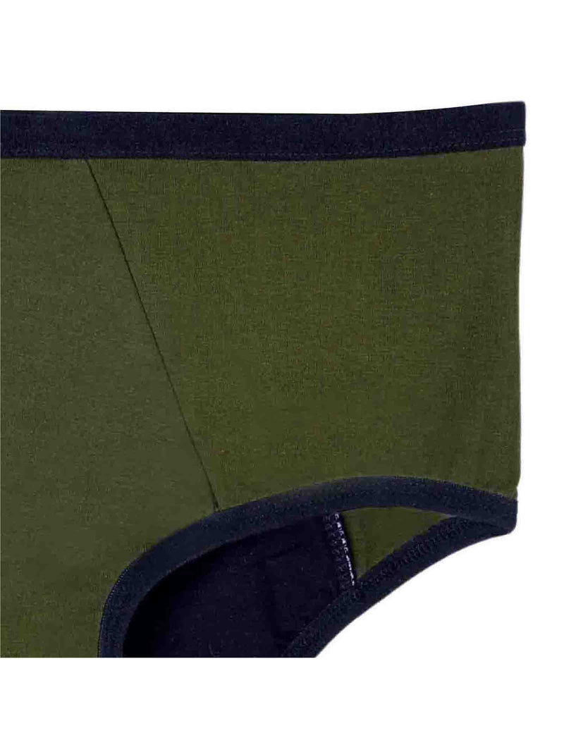 Period Panties for Young Women | No Pad Needed | Rash Free | Leakproof | Reusable | Pack of 2 Olive Green & Royal Blue Period Panty