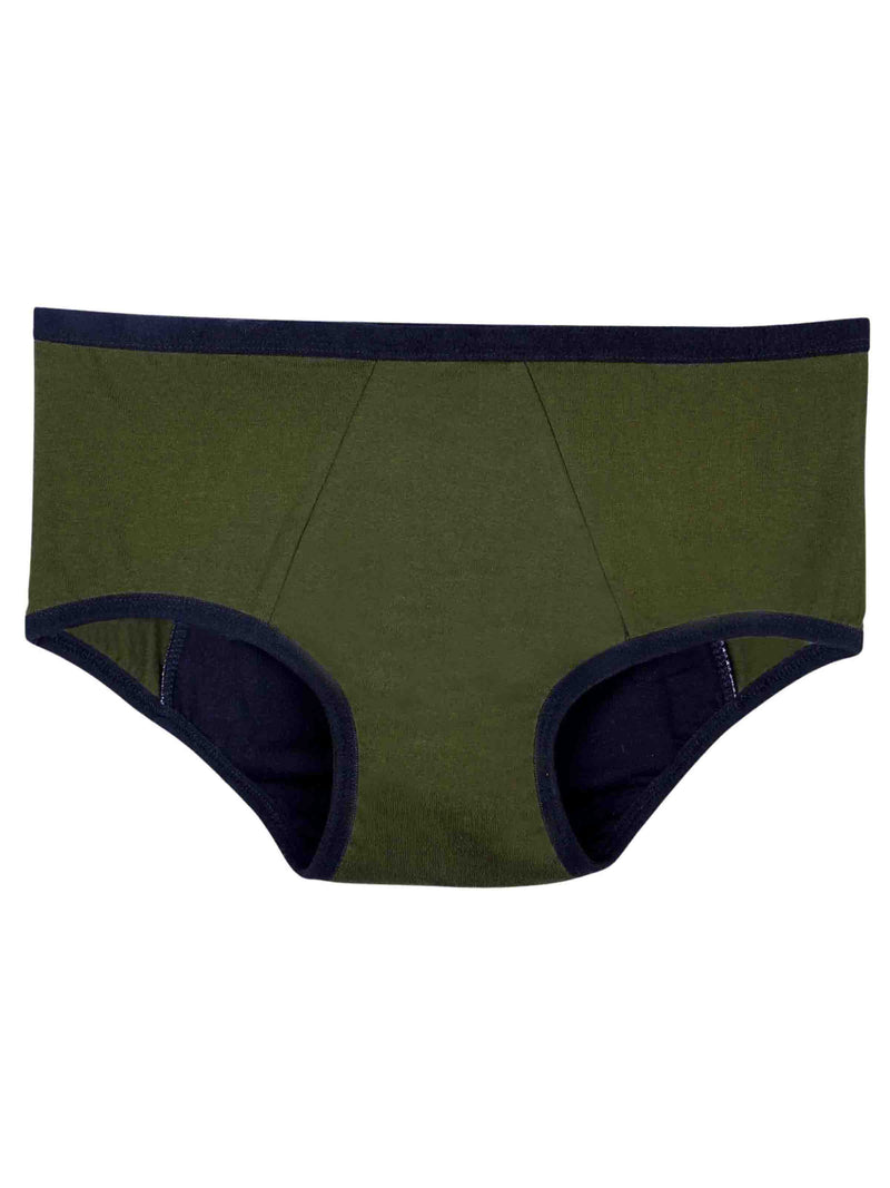 Period Panties for Young Women | No Pad Needed | Rash Free | Leakproof | Reusable | Pack of 2 Rainbow Print & Olive Green Period Panty