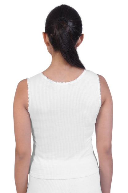 Round Neck Sleeveless Thermal Tank Top | White Winterwear For  Young Women | Set of 1