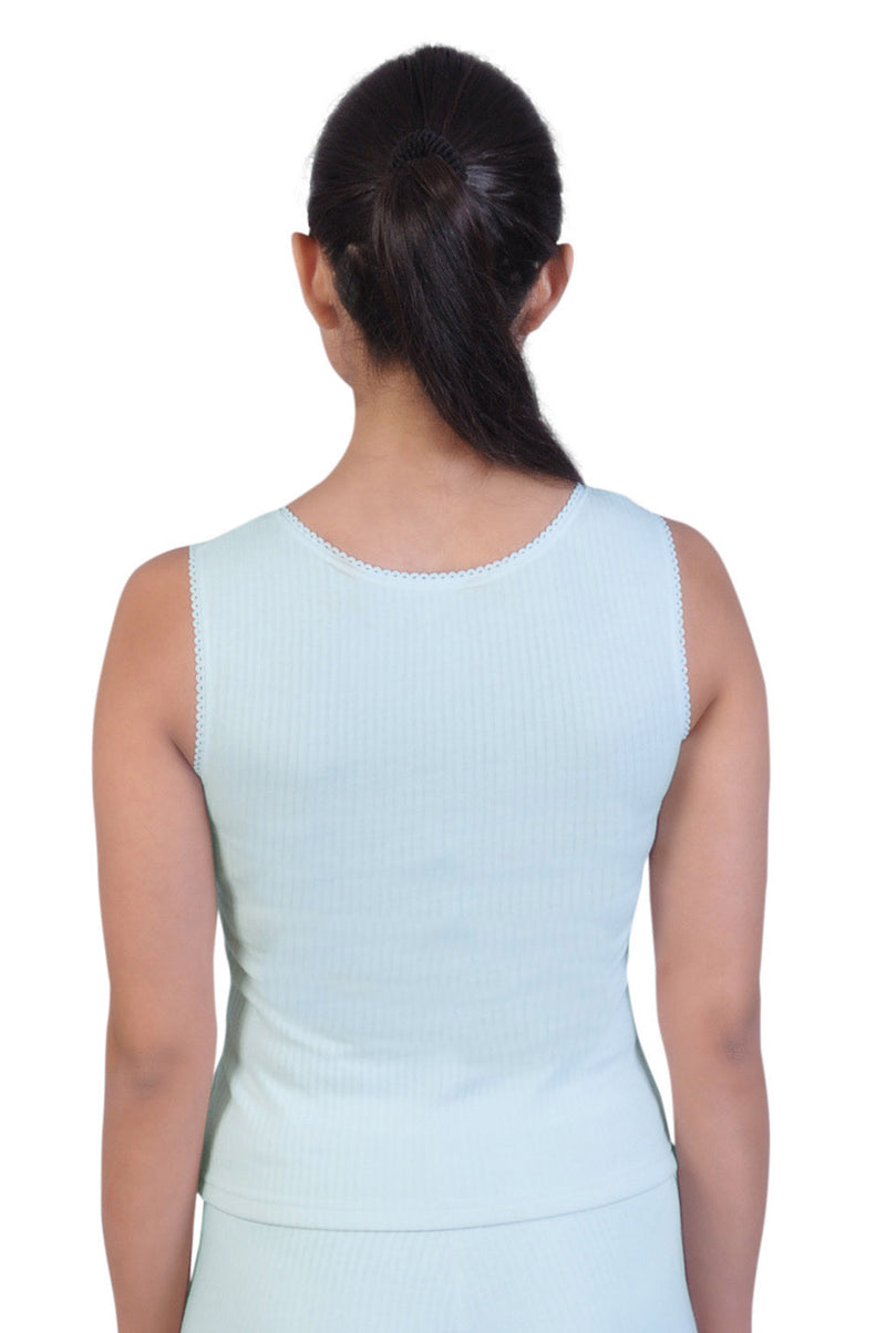 Round Neck Sleeveless Thermal Tank Top | Blue Winterwear  For  Young Women | Set of 1