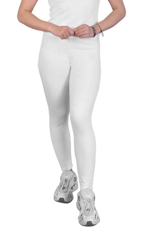 Regular Fit Warm Thermal Leggings | White Winterwear For Young Women | Set of 1