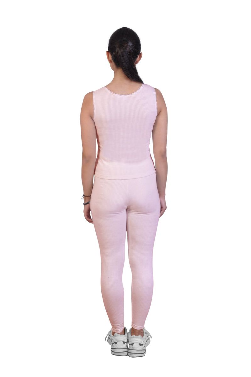 Regular Fit Warm Thermal Set | Pink Thermal Tank Top & Leggings For  Young Women | Set of 2