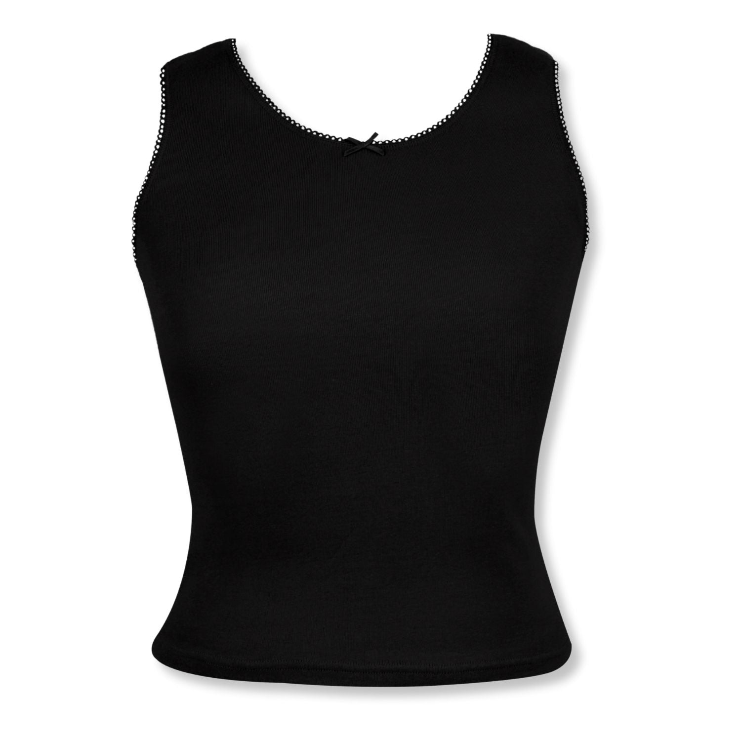 GIRLS COTTON BLACK CAMISOLE VEST TANK TOP