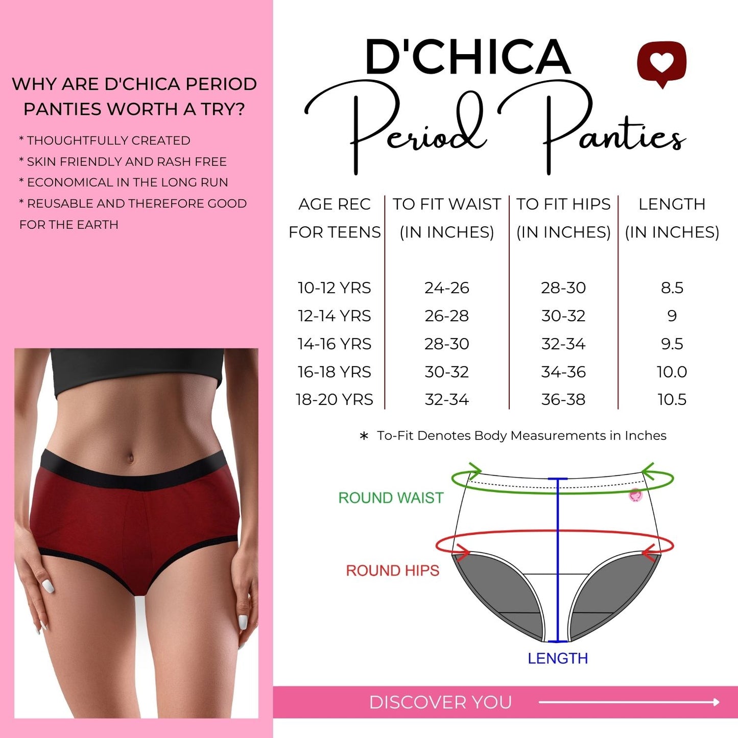 Anti-Microbial Lining D'chica Future Print Period Panties – Eco-Friendly & No Pad Required