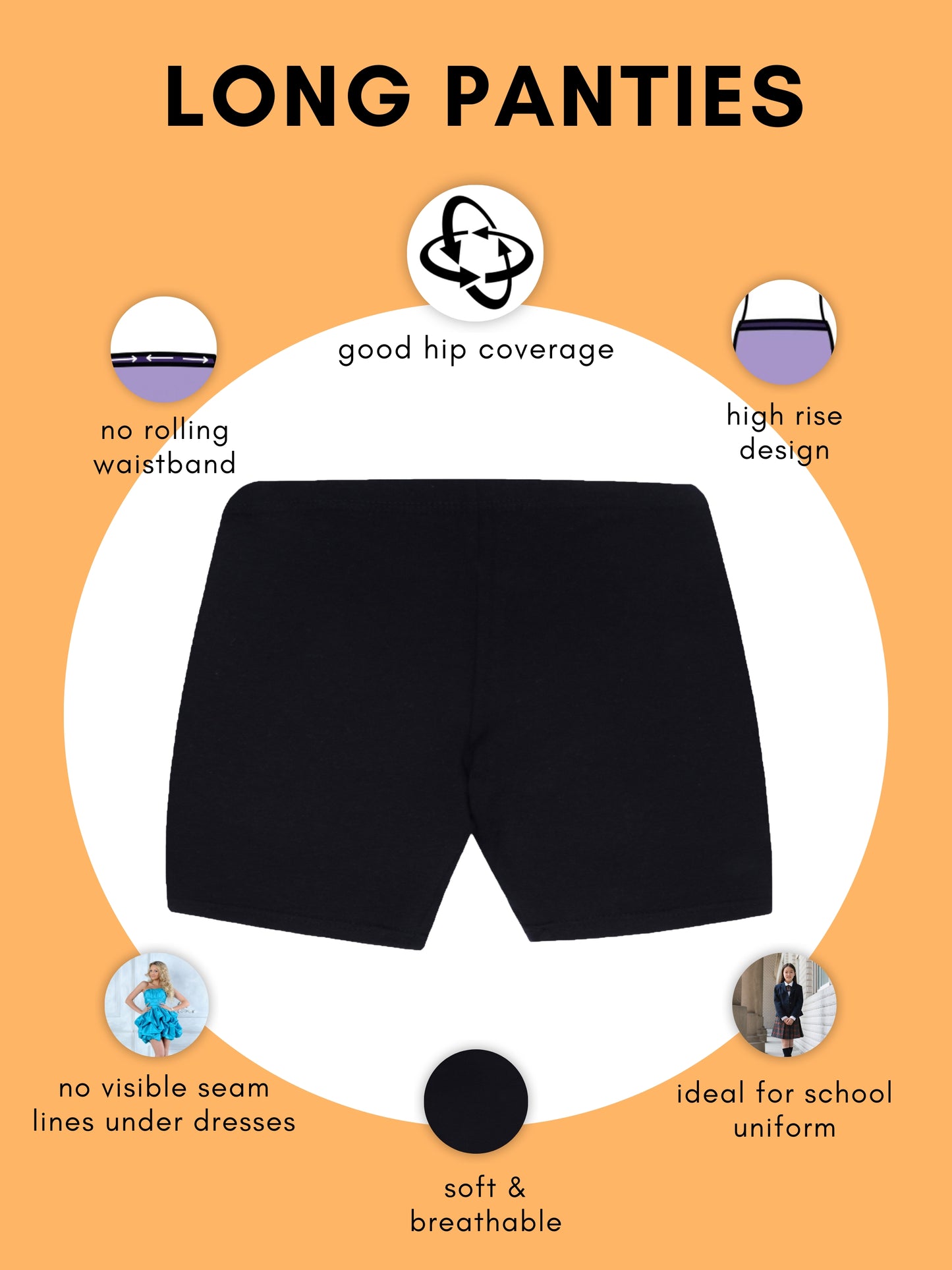 Black Boyshorts with High Waist, Full Coverage, and Seamless Sides