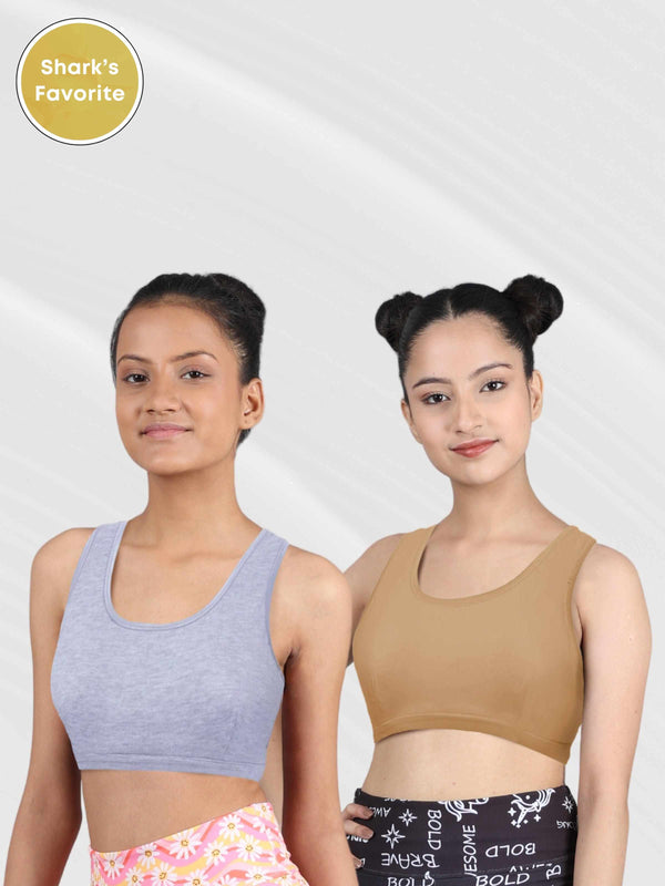 Double-layer Thin Strap Cotton Supportive Sports Bra For Girls