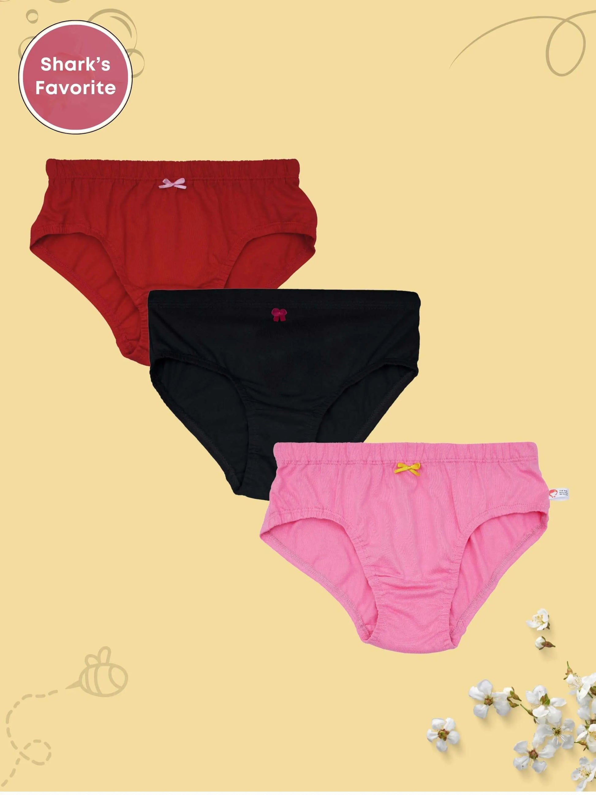 Cotton Hipster Panties in Black, Red & Pink