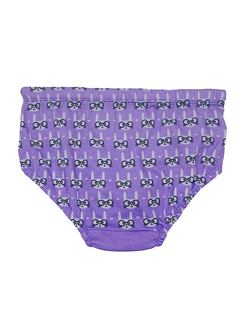 Cotton Hipster Panties | Breathable | Elasticated Waistband | Kitty & Bunny Printed Briefs Pack of 2 - D'chica