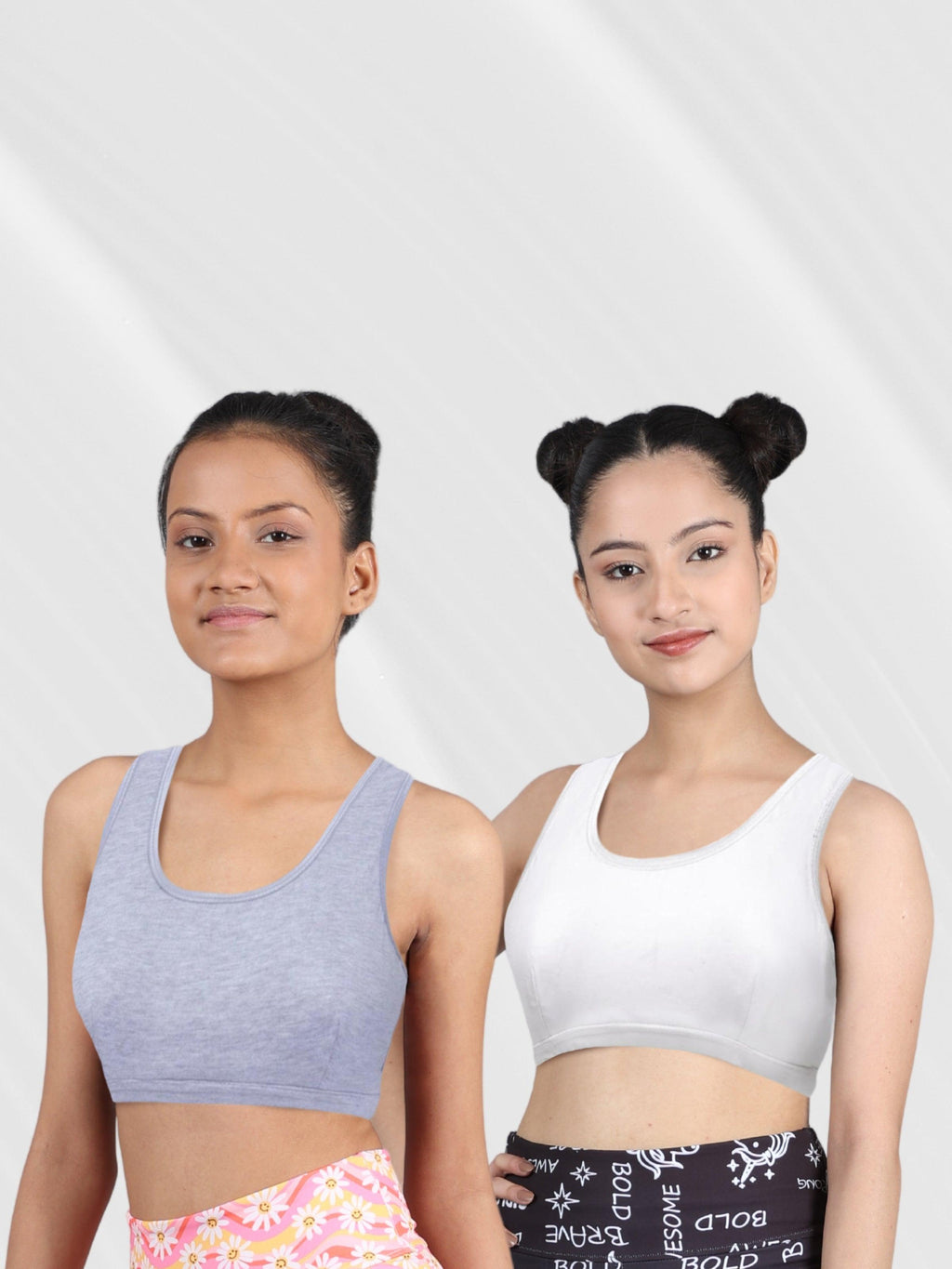 Double-layer Broad Strap Cotton Teen Sports Bra