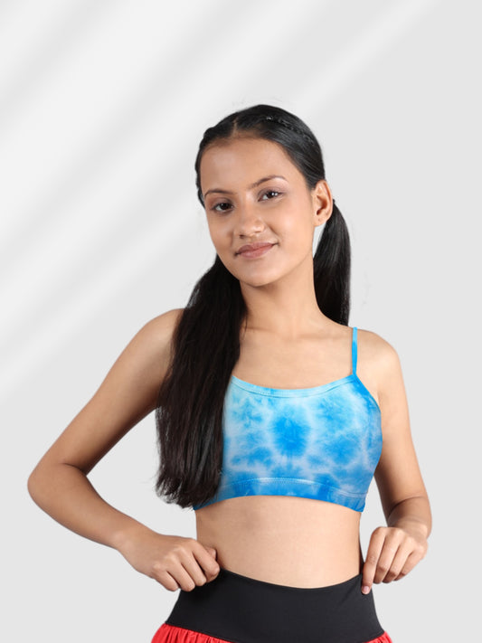 Double-Layer Thin Strap Cotton Yoga Bra | Non-Padded Beginner Bra | Printed Bra